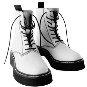 ZARA Lace Up White Boots